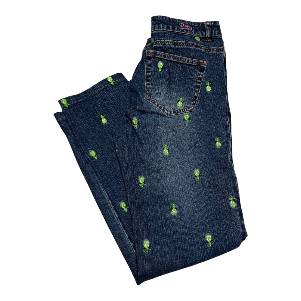 Lilly Pulitzer Embroidered Pineapple Dark Wash‎ Jeans Women's 6 (30x29 5/8)